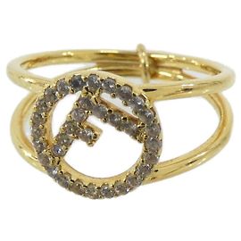 Fendi Gold Band Ring with Crystal Golden