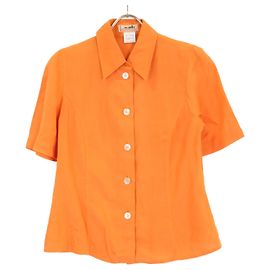 Hermès Camicia a maniche corte in lino Hermes 38 Arancione