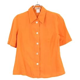 Hermès Hermes Leinen-Kurzarmhemd 38 Orange
