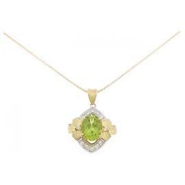 Autre Marque Collier Fleur Peridot Pt900 K18YG Vert