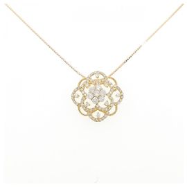 Autre Marque Collier Fleur en Diamants Au750 Doré