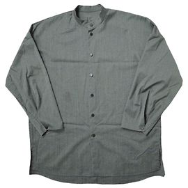 Autre Marque neverlamp STAND COLLAR SHIRT Wool Polyester Shirt Brown