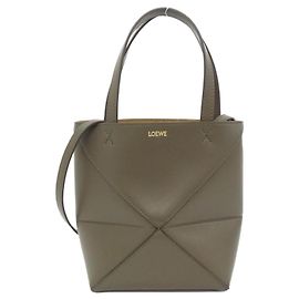 Sac à main cabas mini Loewe Puzzle Fold Kaki