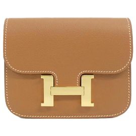 Hermès Hermes Constance Slim 082214CC Coin Purse Brown Golden