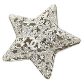 Chanel ABG038 Silber Kristall Brosche Silber