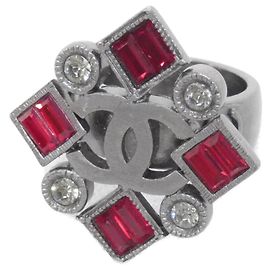Chanel Ring in Rot und Silber Silber Rot