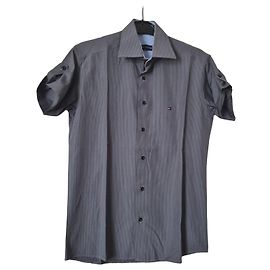 Camicia Tommy Hilfiger Uomo a Righe Grigia - Maniche Corte Grigio
