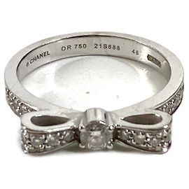Chanel 18K White Gold Diamond Ribbon Ring Other