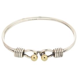 Tiffany & Co. Double Hook Bangle Silvery Golden