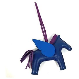 Hermès Chaveiro de Cavalo Hermes Cheval Rodeo Pegasus MM Azul Roxo