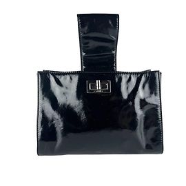 Chanel 2.55 Handtasche aus schwarzem Lackleder Schwarz