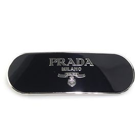 Barrette Prada em metal preto e prata Preto Prata