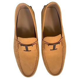 Mocassins Tod's de couro amarelo com logo T Amarelo
