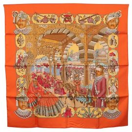 Hermès Hermes Carré 90 Silk multicolor 90 x 90 cm Orange