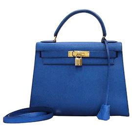 Hermès Hermes Kelly Handbag Blue Courchevel with Gold Hardware 32 Blue