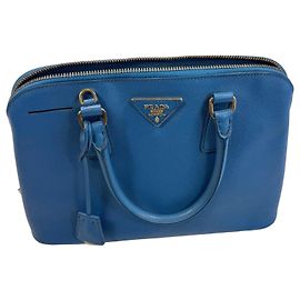 Bolsa Prada Promenade Medium / Couro Saffiano azul Azul