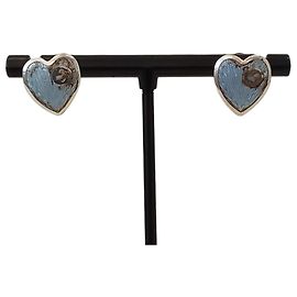 Gucci 925 Interlocking G Heart Stud Earrings Light blue