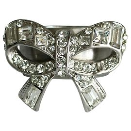 Chanel Ring mit Strass-Schleifenmotiv Silber