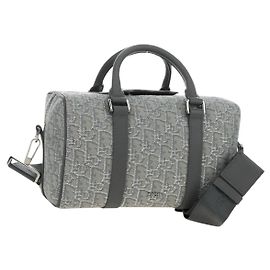 Borsa Boston Christian Dior Trotter Canvas 2way Grigio Argento Auth 184998SM Marrone Argento