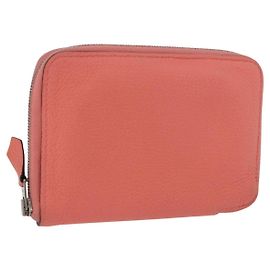 Hermès HERMES Azap Compact Wallet Couro Rosa Prata Autêntico 186172M Prata Rosa