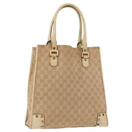 GUCCI GG Canvas Tote Bag Beige 124261 Auth 185806 Beige