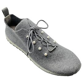 Jimmy Choo Grey Veles Strick-Sneaker Low Top mit Perlenbesatz Grau