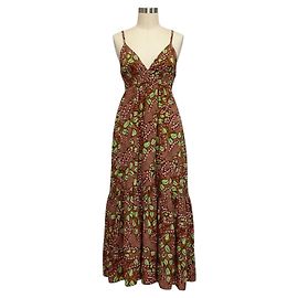 Vestido maxi de lin Rhodes sem mangas com decote em V, A.L.C. Marrom / Verde Marrom