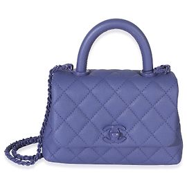 Bolsa Chanel Purple Quilted Incognito Mini Coco Top Handle Flap Bag Roxo