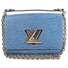 Bolsa transversal Louis Vuitton Twist MM em couro Epi azul M50271 Bege