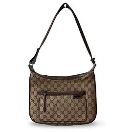 Borsa a tracolla Gucci GG Canvas e pelle nera Nero