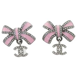 Brincos Chanel ABG403 Prata Rosa