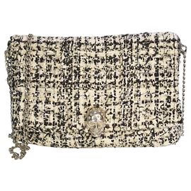 Alexander McQueen Bolsa de ombro Skull em tweed Preto Branco