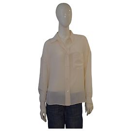 Aspesi Sheer Silk Gathered Back Blouse - Cream Cream