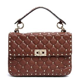 Valentino Garavani Sac Rockstud Spike Medium - Cuir Marron Bordeaux Marron