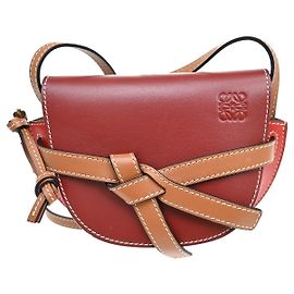 Borsa a Spalla Loewe Gate Leather Mini Bordò