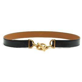 Hermès Chaine d'Ancre Gürtel Schwarz Leder 80 Schwarz