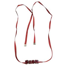 Collana Choker Christian Dior Nastro Cristalli Rossi Rosso