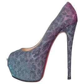 Christian Louboutin Silver Glitter Open Toe Heels - EU 40 pre-owned Other