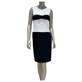 CHANEL S/S 2009 Schwarz-Weiß Tweed Schleifenkleid sz.38 Gebraucht Andere