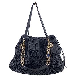 Bulgari Black Quilted Leather Monete Tote Shoulder Bag Black