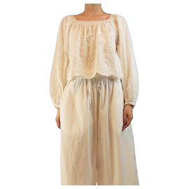 Karen Millen Top de algodón blanco bordado - talla S Blanco
