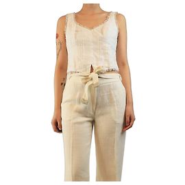 Reformation Camisole branca com acabamento em renda - tamanho UK 10 Branco