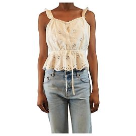 Paige Jeans Top de tirantes blanco con bordado - talla UK 6 Blanco