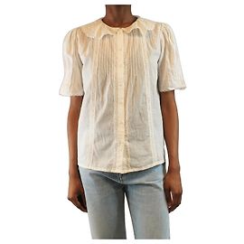 Autre Marque White sheer cotton top - size UK 6 White