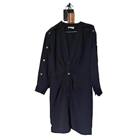 Sandro Navy Blue Button-Down Dress Black