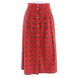 Falda plisada Gucci Horsebit Roja