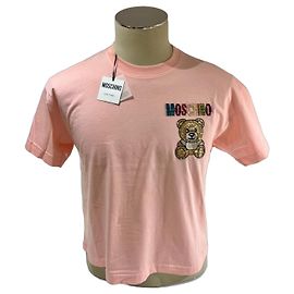 T-shirt Moschino Rosa com Urso e Strass Rosa