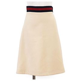 Gucci Sheer Line Web Stripe Woll-Seiden-Rock Andere Roh