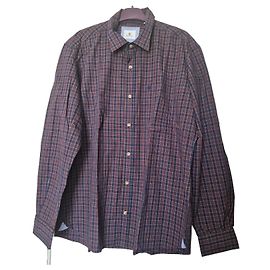 Autre Marque Serge Blanco Camicia a Quadri Blu e Rossi Uomo - XL/42 Bianco Rosso Giallo Blu scuro