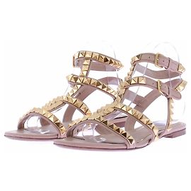 Valentino Garavani Sandali rosa rockstud D'oro